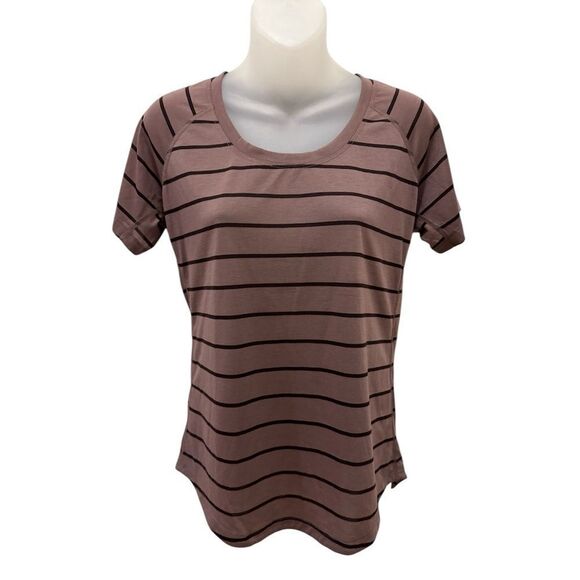 Patagonia Capilene Cool Trail Striped Brown l Mauve Women's Top Small S EUC - Picture 1 of 5